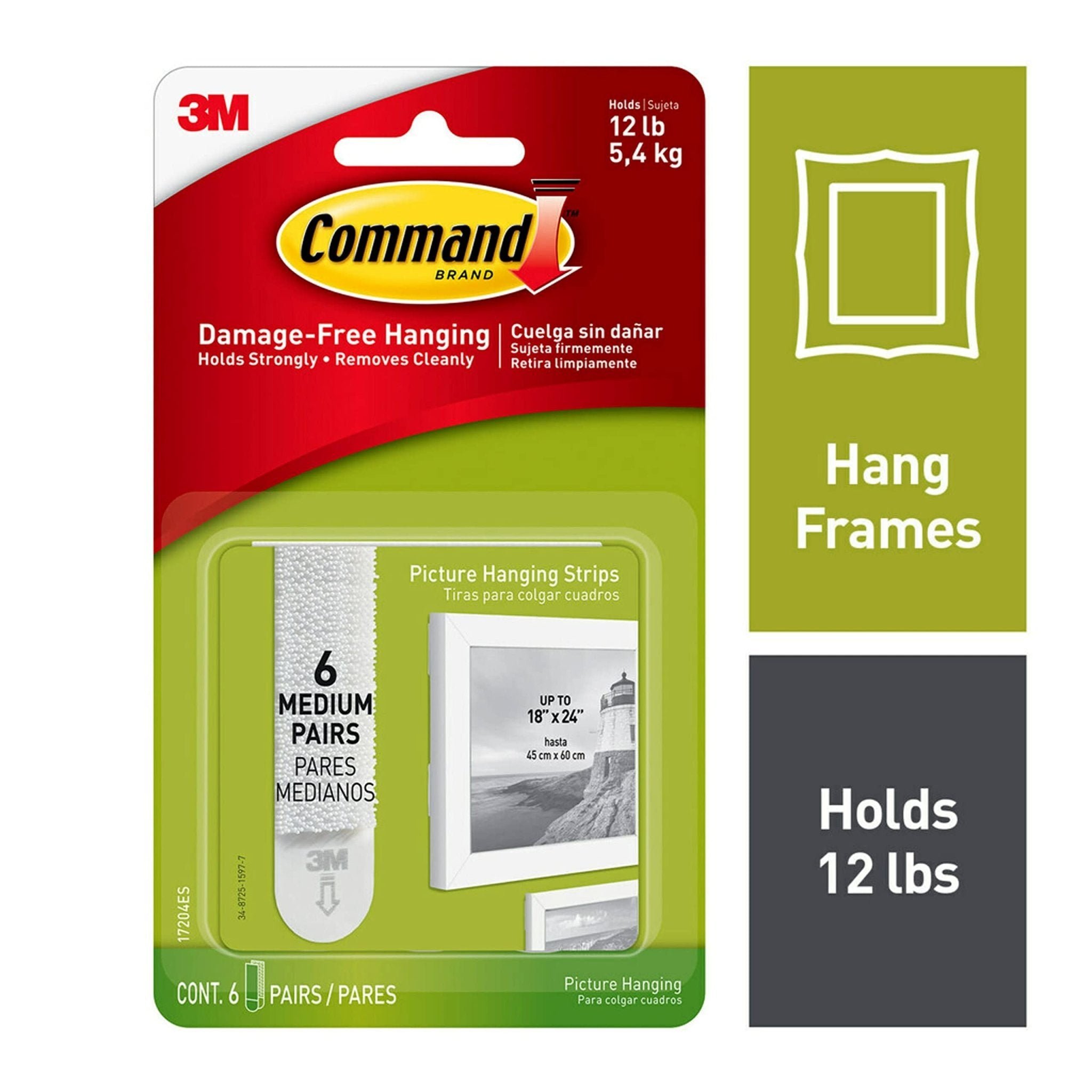 3M Command Picture 6 Pairs Hanging Strip - Medium - White3M CommandB000M3YGOQPicture Hanging StripsPicture Hanging Strips