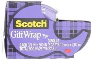 3M Scotch Gift Wrap Tape, 0.75 x 300 Inches 6 CountScotch051131707092Transparent TapeTransparent Tape