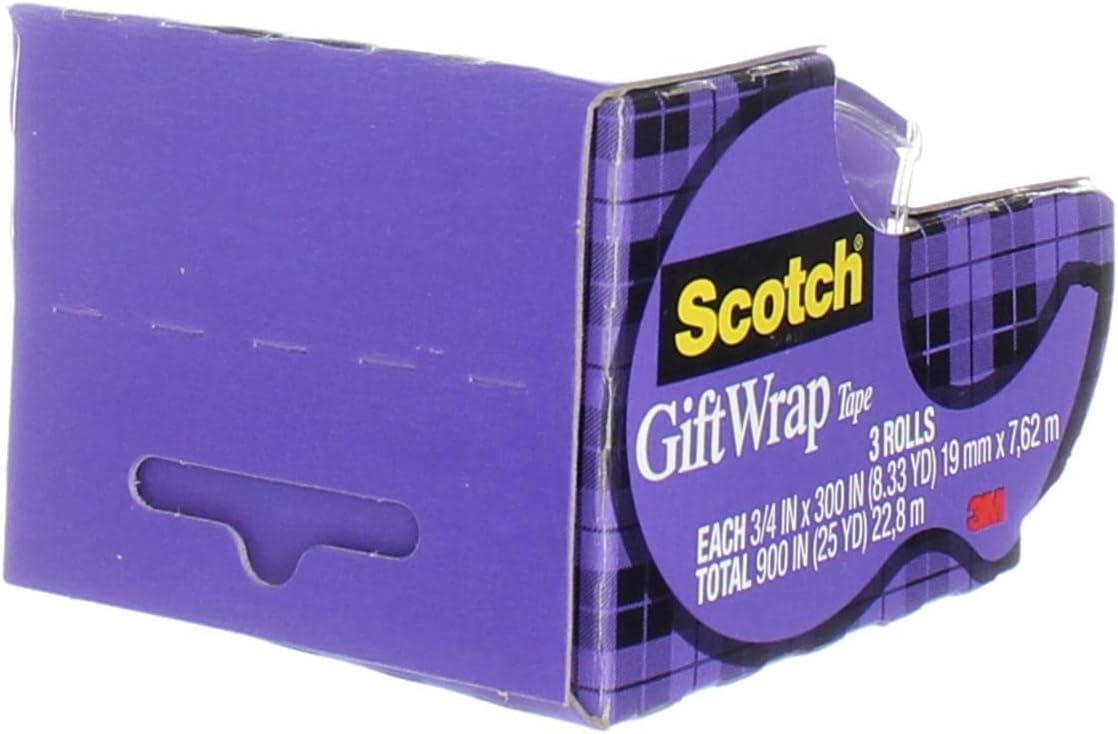 3M Scotch Gift Wrap Tape, 0.75 x 300 Inches 6 CountScotch051131707092Transparent TapeTransparent Tape