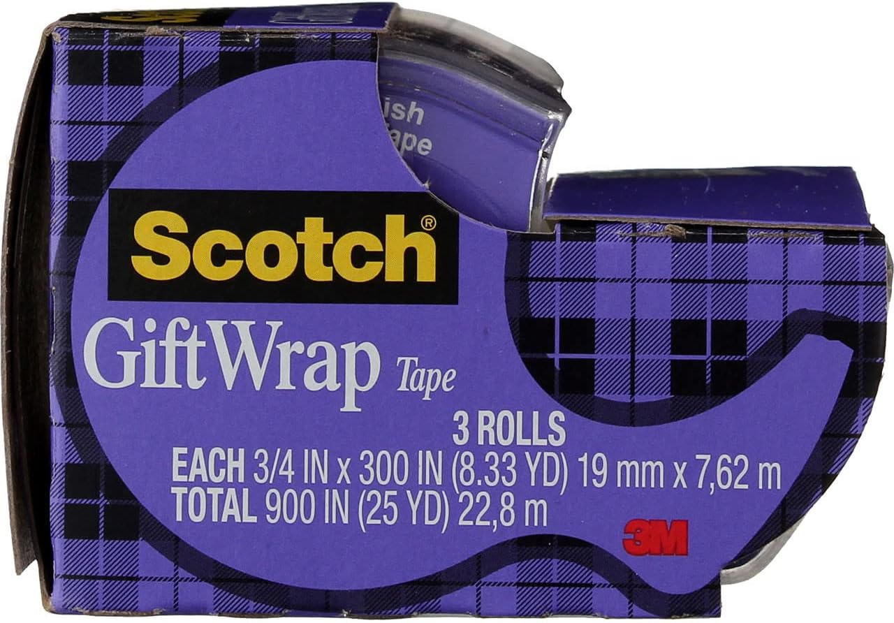 3M Scotch Gift Wrap Tape, 0.75 x 300 Inches 6 CountScotch051131707092Transparent TapeTransparent Tape