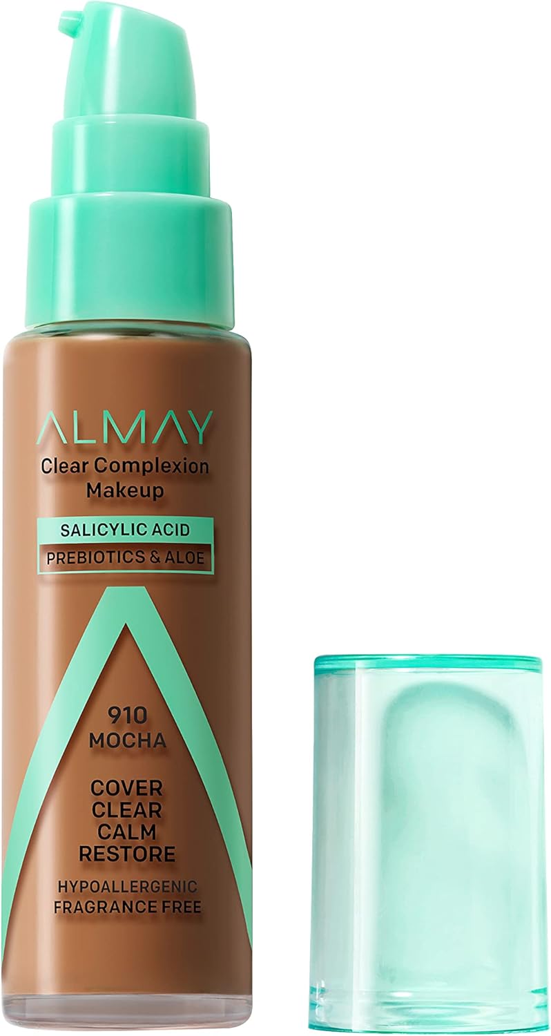 Almay Clear Complexion Acne Foundation Makeup with Salicylic Acid - Lightweight, Medium Coverage, Hypoallergenic, Fragrance - Free, for Sensitive Skin, 1 fl oz.Almay309970171636Acne FoundationAcne Foundation