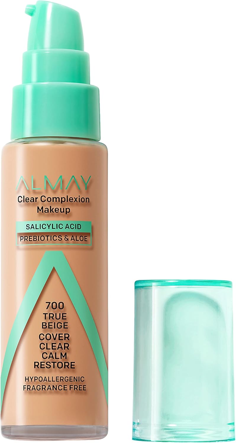 Almay Clear Complexion Acne Foundation Makeup with Salicylic Acid - Lightweight, Medium Coverage, Hypoallergenic, Fragrance - Free, for Sensitive Skin, 1 fl oz.Almay309970171636Acne FoundationAcne Foundation