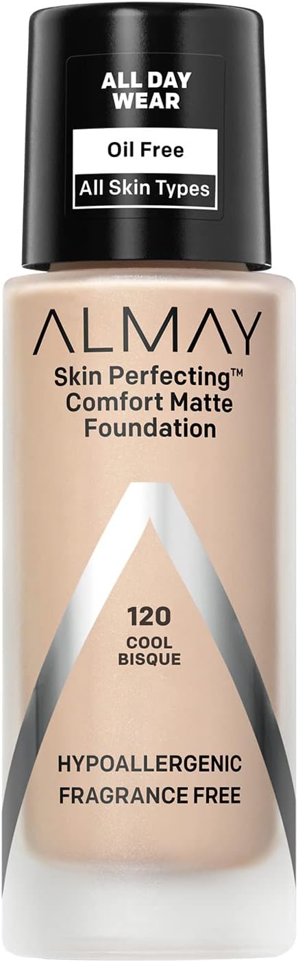 Almay Skin Perfecting Comfort Matte Foundation, Hypoallergenic, Cruelty Free, Fragrance - Free, Dermatologist Tested Liquid Makeup, 1 Fluid OunceAlmay309970091705FoundationFoundation