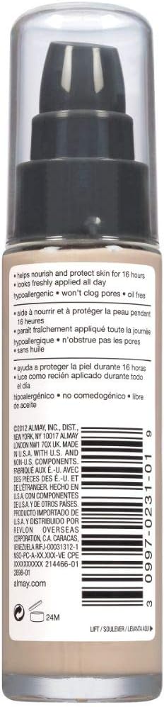 Almay Truly Lasting Color Liquid Makeup, Long Wearing Natural Finish Foundation with Vitamin E and Lemon Extract, 1 ozAlmay309970231057FoundationFoundation