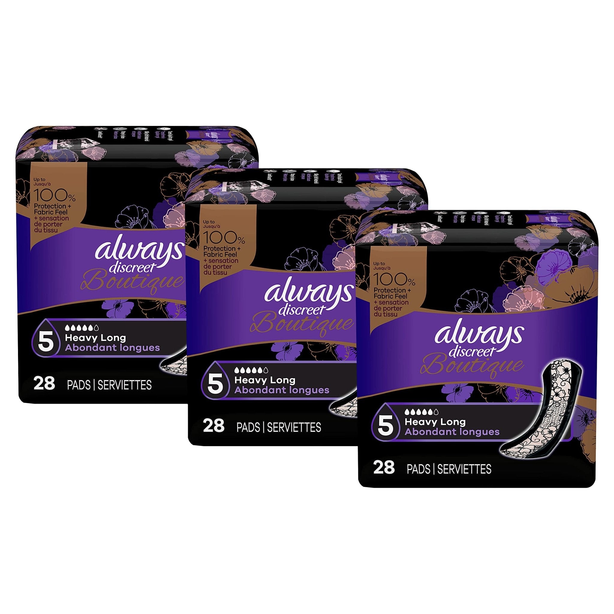 Always Discreet Boutique Incontinence Pads, Size 5, Heavy Absorption, Long, 28 PadsAlways037000546993Incontinence PadsIncontinence Pads