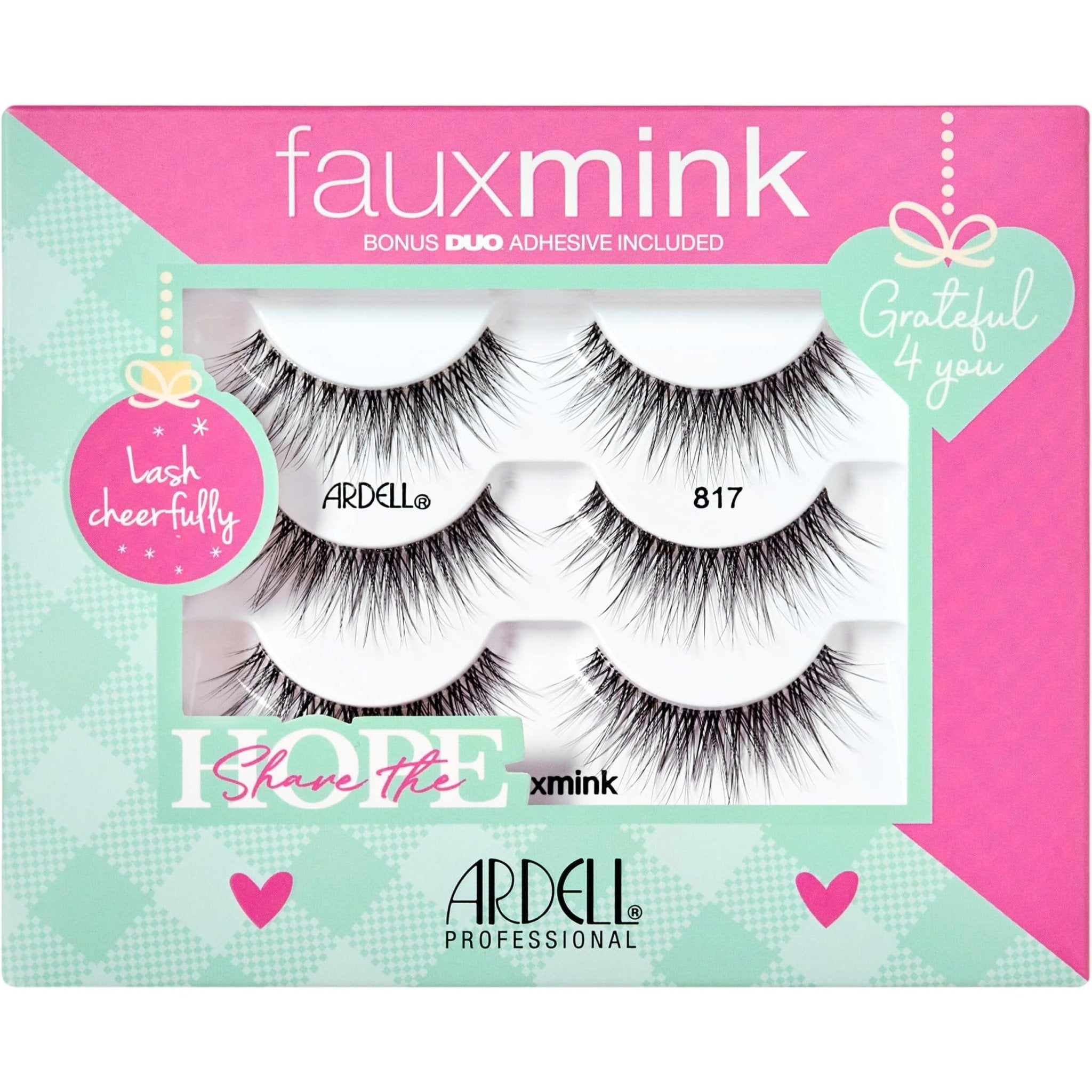 Ardell Professional Faux Mink 817 Strip Lashes 3 - pair Gift Set with bonus Duo AdhesiveArdell Professional074764367266False LashesFalse Lashes