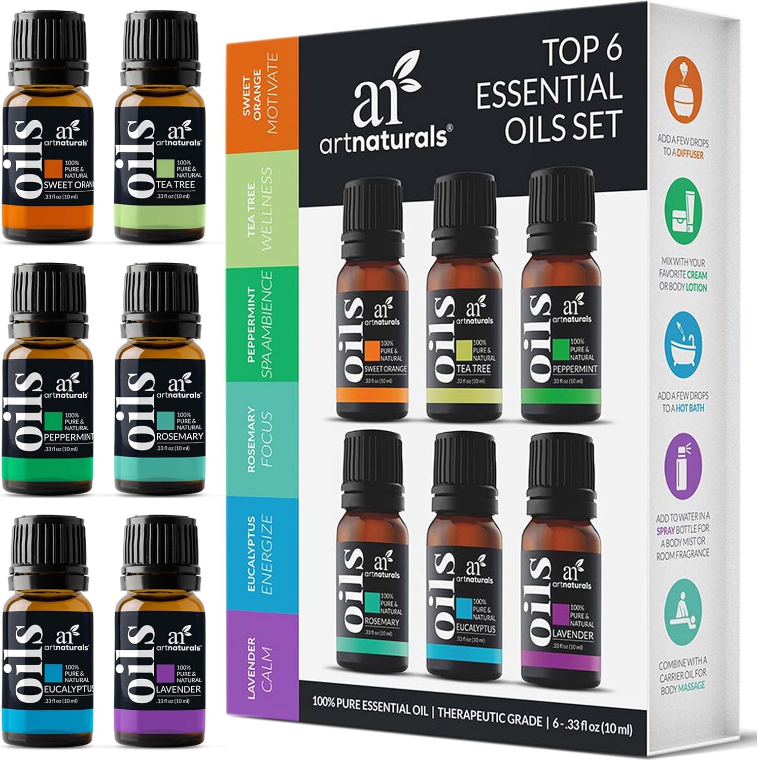 ArtNaturals Aromatherapy Top 6 Essential Oils, 6 * 10mlArtNaturals816820021138Essential OilEssential Oil