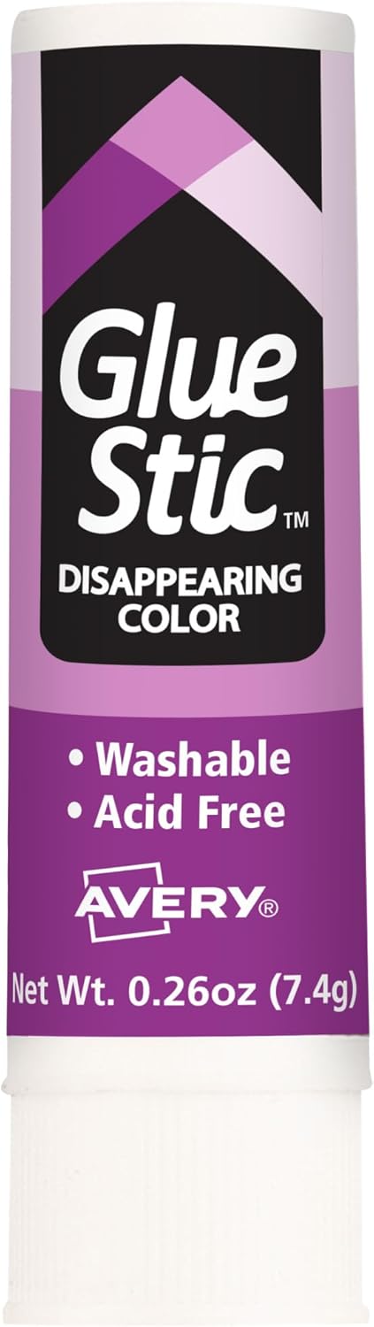 Avery Glue Stick Disappearing Purple Color, Washable, Nontoxic, 0.26 oz. Permanent Glue Stic, 6pkAvery071709980962Glue StickGlue Stick