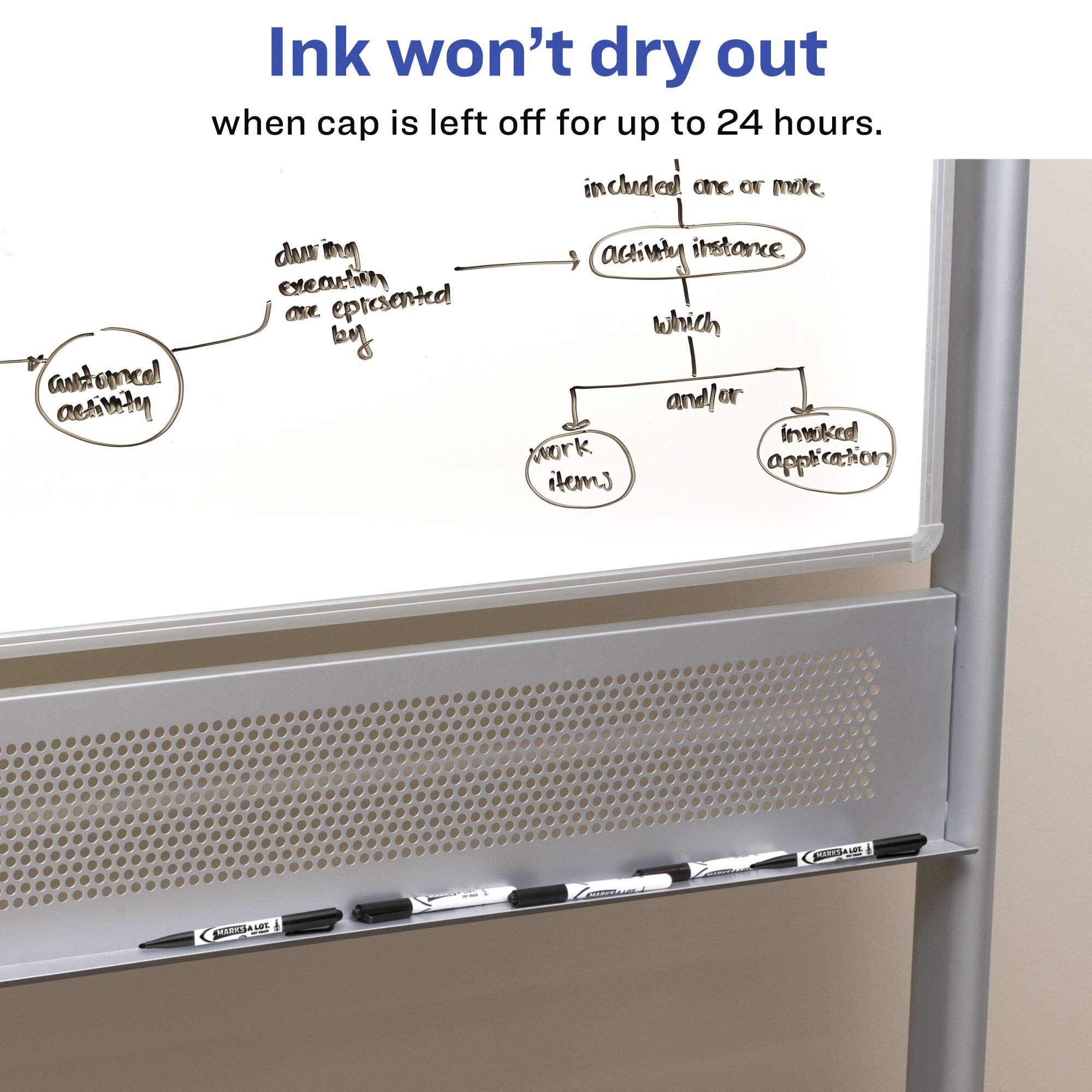 Avery Marks - a - lot Marks A Lot Dry Erase Markers, Low Odor White Board Markers with Bullet Tip, 6 Assorted ColorsAvery071709244811White Board Color MarkerWhite Board Color Marker