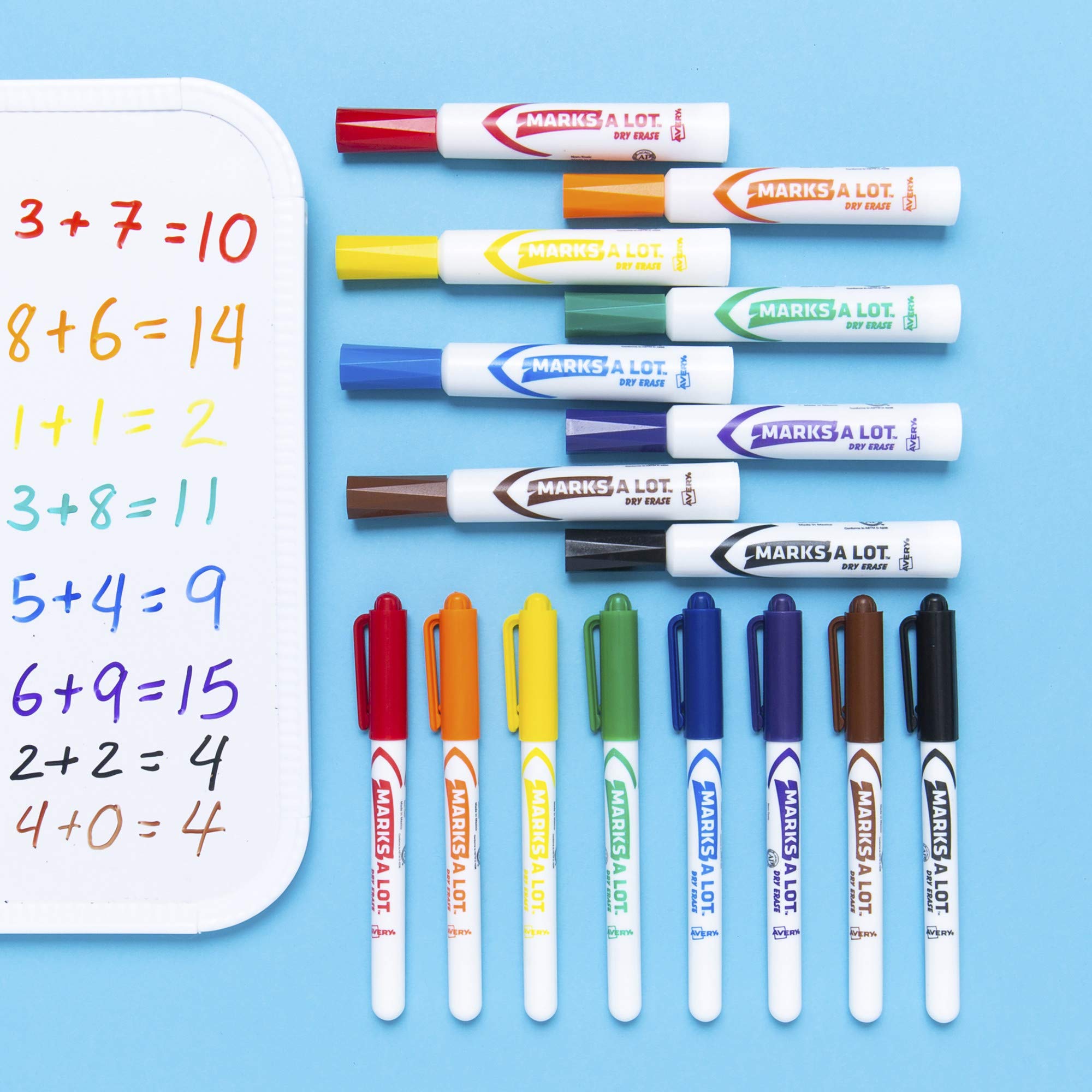Avery Marks - a - lot Marks A Lot Dry Erase Markers, Low Odor White Board Markers with Bullet Tip, 6 Assorted ColorsAvery071709244811White Board Color MarkerWhite Board Color Marker