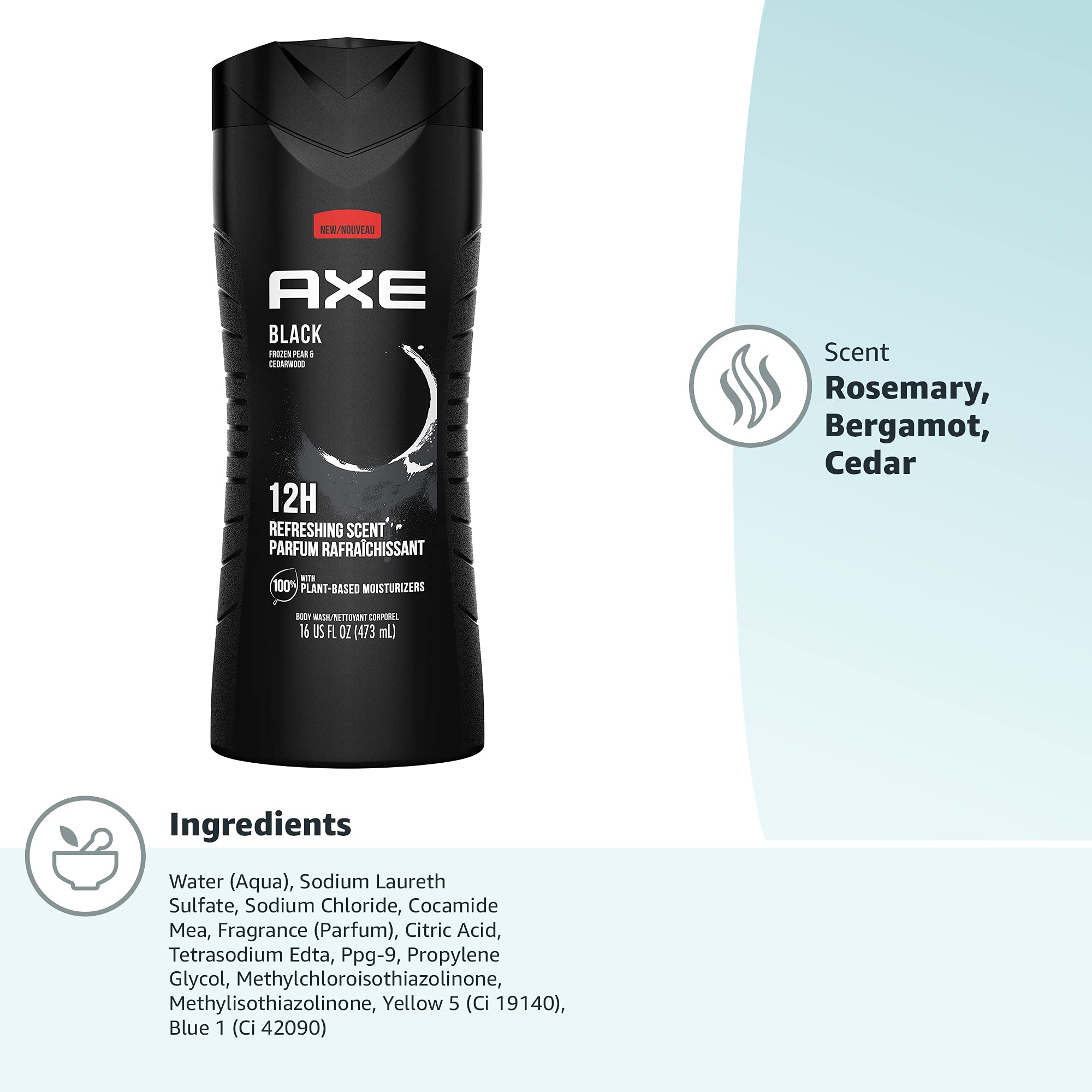 AXE Body Wash for Men, Black, 16 Fl Oz (Pack of 1)Axe011111575981Body WashBody Wash