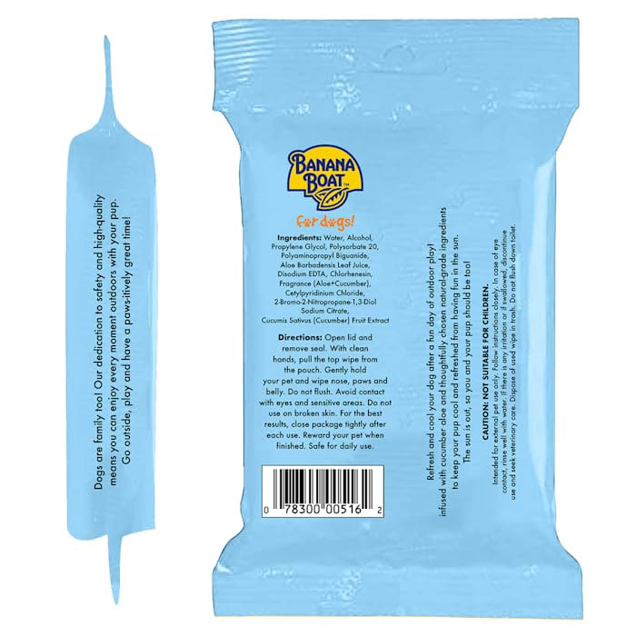 BANANA BOAT Cooling Sun Wipes for Dogs, Count of 50Banana Boat840038234608Pet WipesPet Wipes
