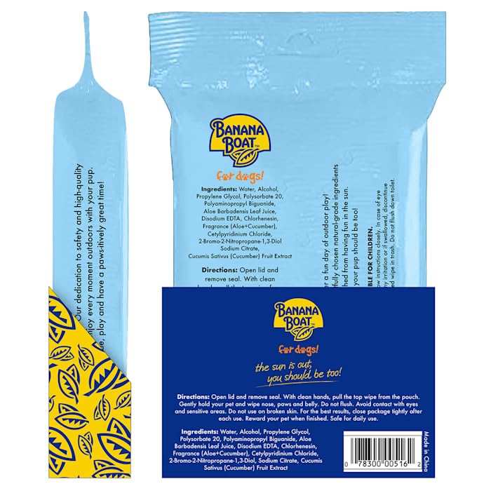 BANANA BOAT Cooling Sun Wipes for Dogs, Count of 50Banana Boat840038234608Pet WipesPet Wipes