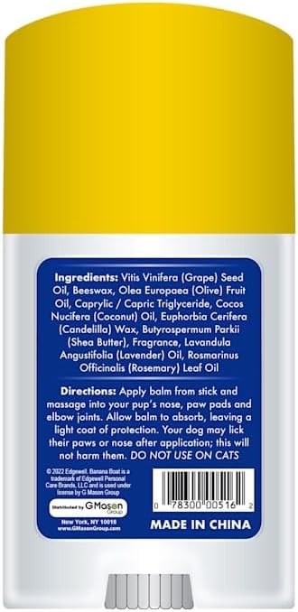 Banana Boat Dog Paw Balm – 3 in 1 Soother Moisturizer and Protector for The Dog Nose Paw and Elbow, Used for Sun Protection, Moistures Dry Noses and Paws, Great Skin Soother for Dogs Sensitive SkinBanana Boat840038234554Dog Paw BalmDog Paw Balm