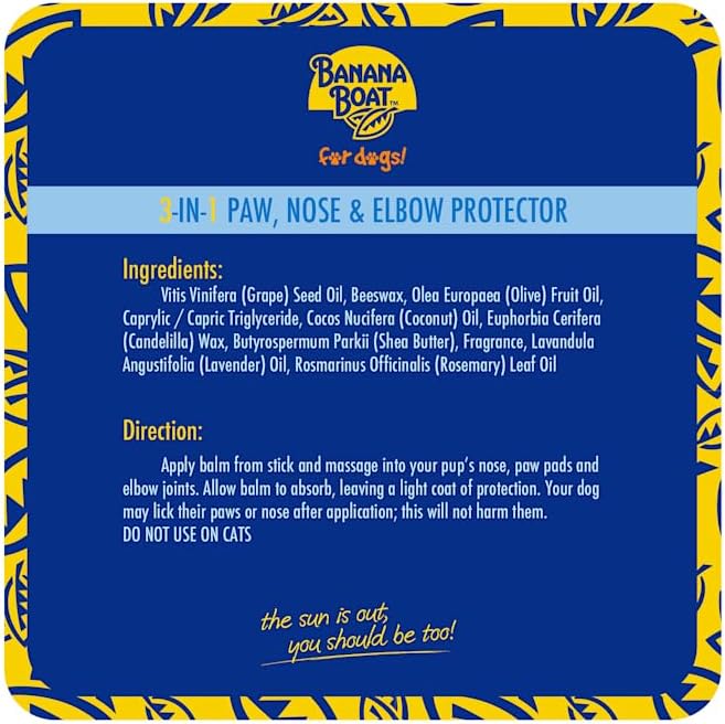 Banana Boat Dog Paw Balm – 3 in 1 Soother Moisturizer and Protector for The Dog Nose Paw and Elbow, Used for Sun Protection, Moistures Dry Noses and Paws, Great Skin Soother for Dogs Sensitive SkinBanana Boat840038234554Dog Paw BalmDog Paw Balm