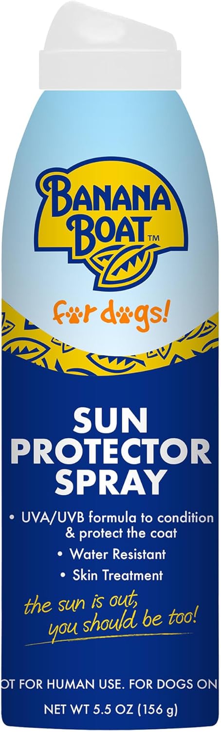 Banana Boat Dog Sunscreen Spray SPF 50 Sun Protector Spray for Dogs, Easy to Use Dog Beach Essentials, Water Resistant Dog Safe Sunscreen for All Breeds, Nose Protector Sunblock for Dogs Puppy 5.5ozBanana Boat840038234561Dog SunscreenDog Sunscreen