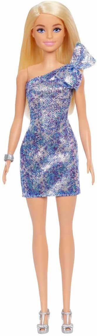 Barbie Blonde Hair Blue Eyes With Short Blue Sequins Mini Dress And Silver Platform ShoesBarbie887961899856DollsDolls