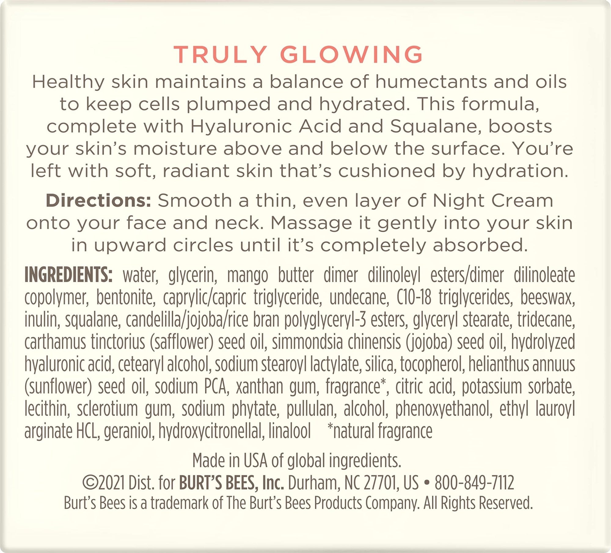 Burt's Bees Truly Glowing Hydrating Night Cream - 1.8 ozBurt's Bees792850911574Hydrating Gel CreamHydrating Gel Cream
