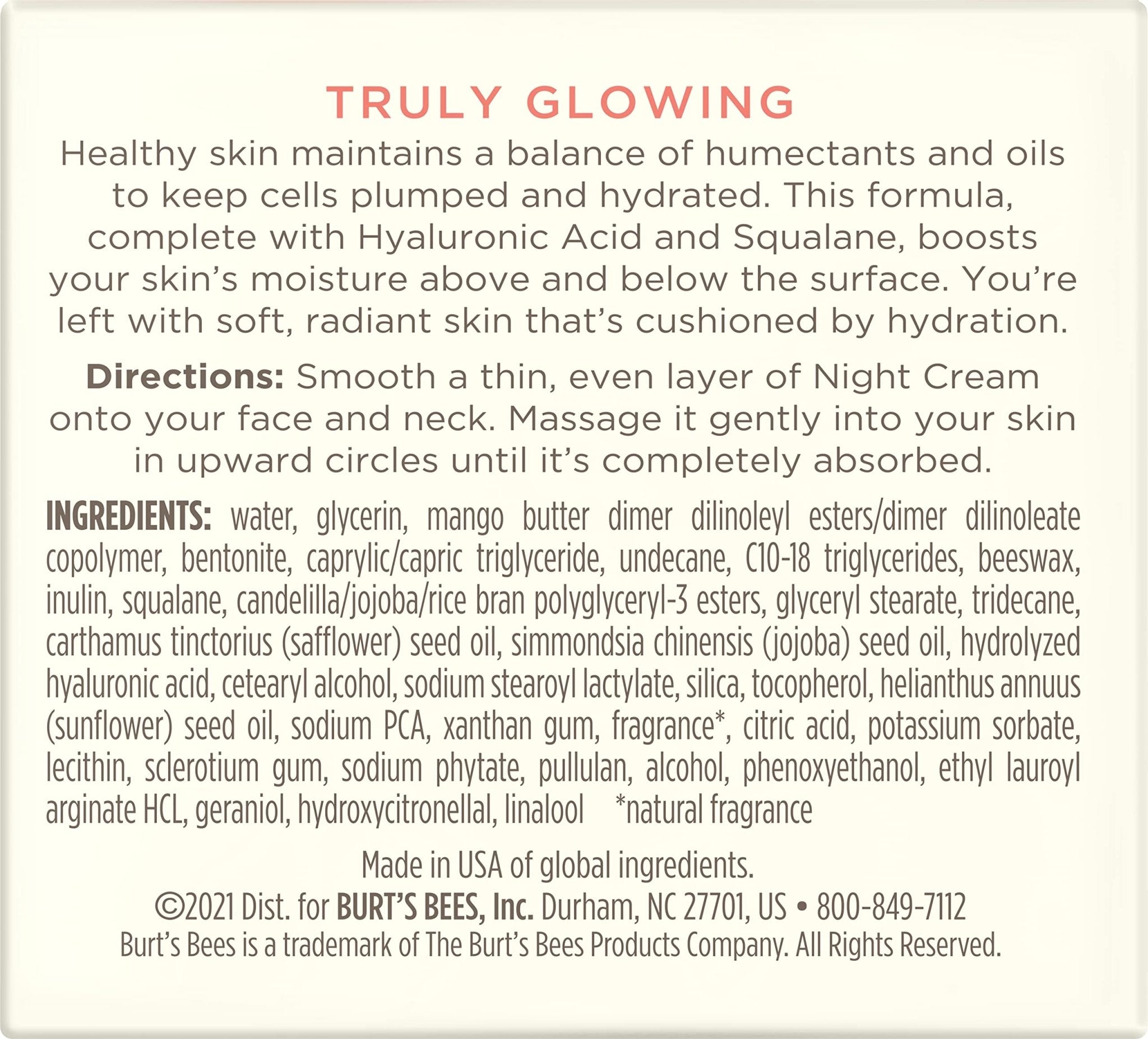 Burt's Bees Truly Glowing Hydrating Night Cream - 1.8 ozBurt's Bees792850911574Hydrating Gel CreamHydrating Gel Cream