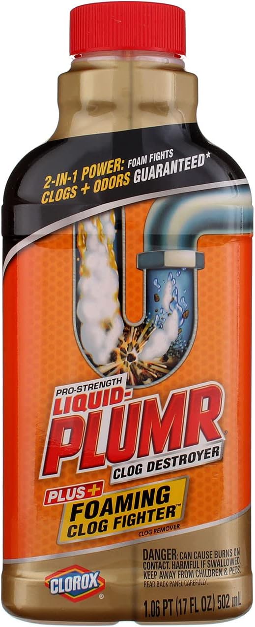 Clorox Liquid Plumber Clog Destroyer with Foaming Clog Fighter - 17 Oz, OrangeClorox044600002149Drain CleanerDrain Cleaner