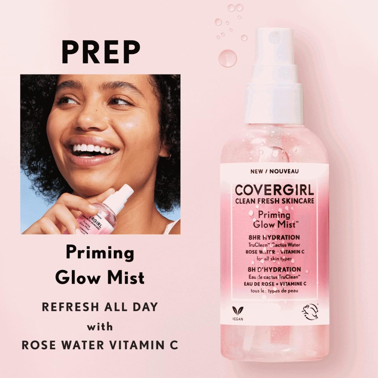 COVERGIRL Clean Fresh Skincare Priming Glow Facial Mist with Rose Water and Vitamin C - 3.3 Fl OzCoverGirl3616302735587PrimerPrimer