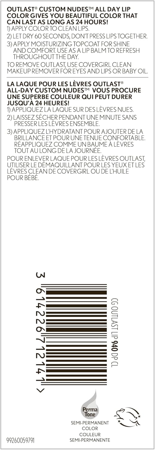 CoverGirl Outlast All - Day Custom Nudes Lip ColorCoverGirl3614226712196Lip GlossLip Gloss
