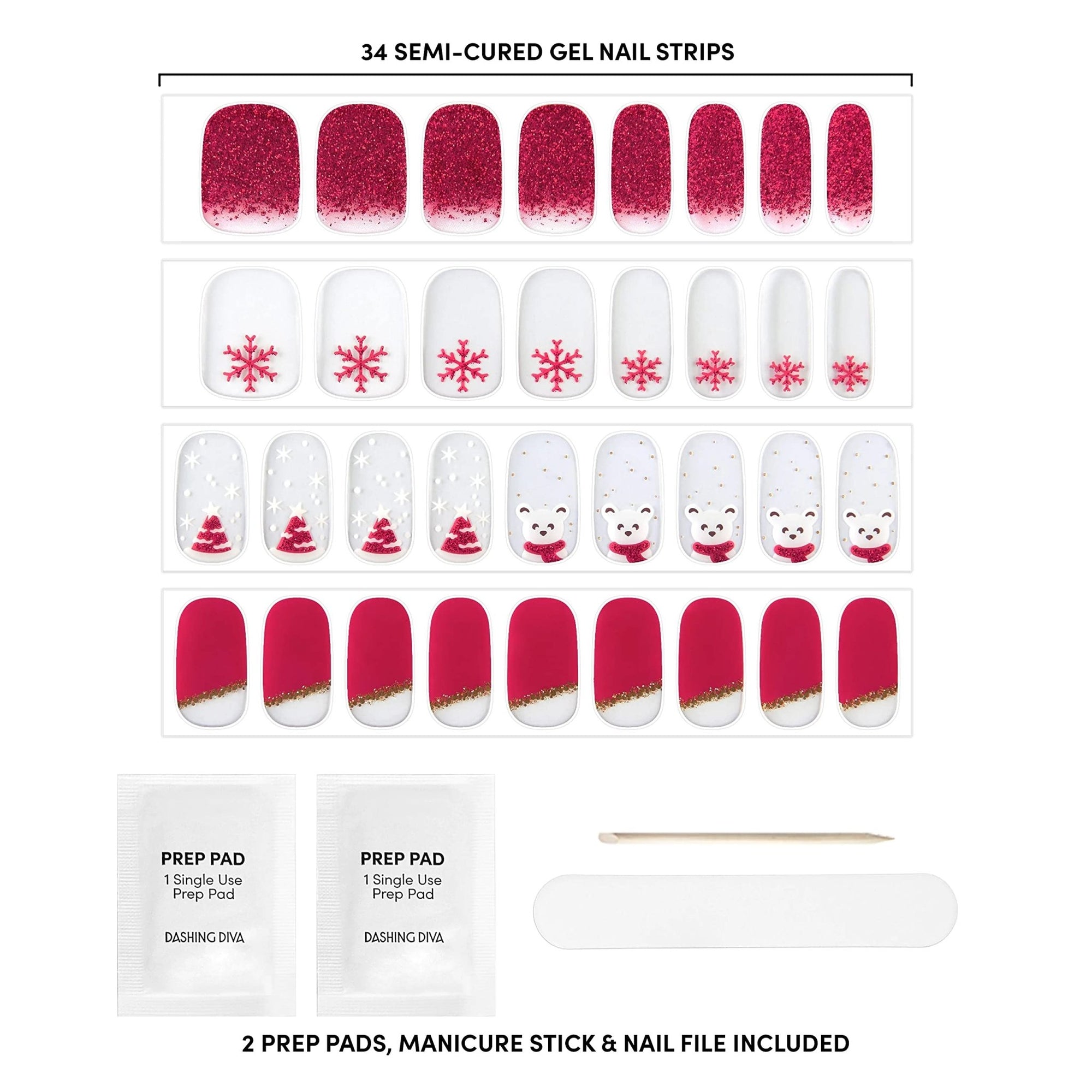 Dashing Diva Glaze Holiday Semicured Gel Nail Strips - Cranberry KringleDashing Diva096100130020Nail CareNail Care