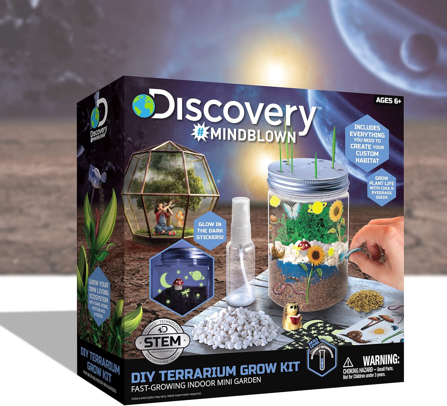 Discovery MINDBLOWN DIY Terrarium Grow Kit, Fast - Growing Indoor Mini GardenDiscovery Kids843479149050Educational ToyEducational Toy