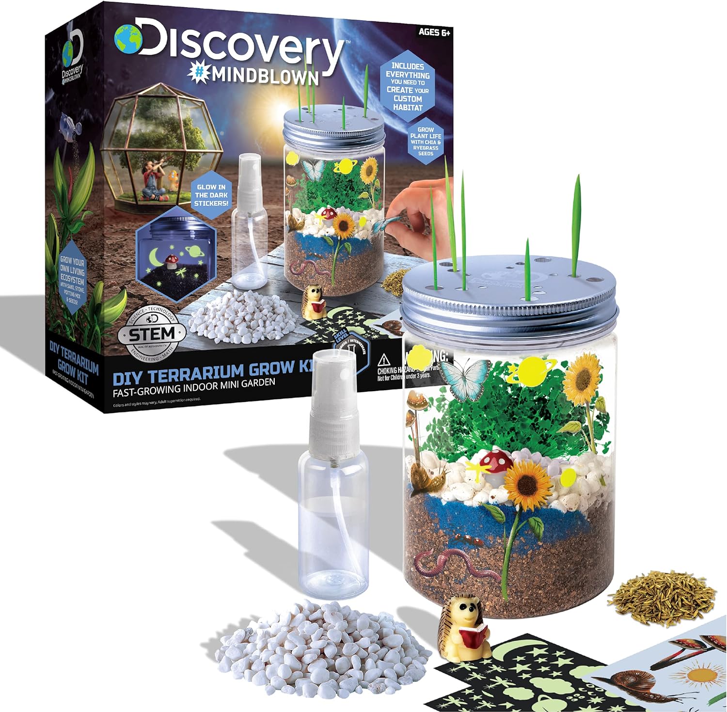 Discovery MINDBLOWN DIY Terrarium Grow Kit, Fast - Growing Indoor Mini GardenDiscovery Kids843479149050Educational ToyEducational Toy