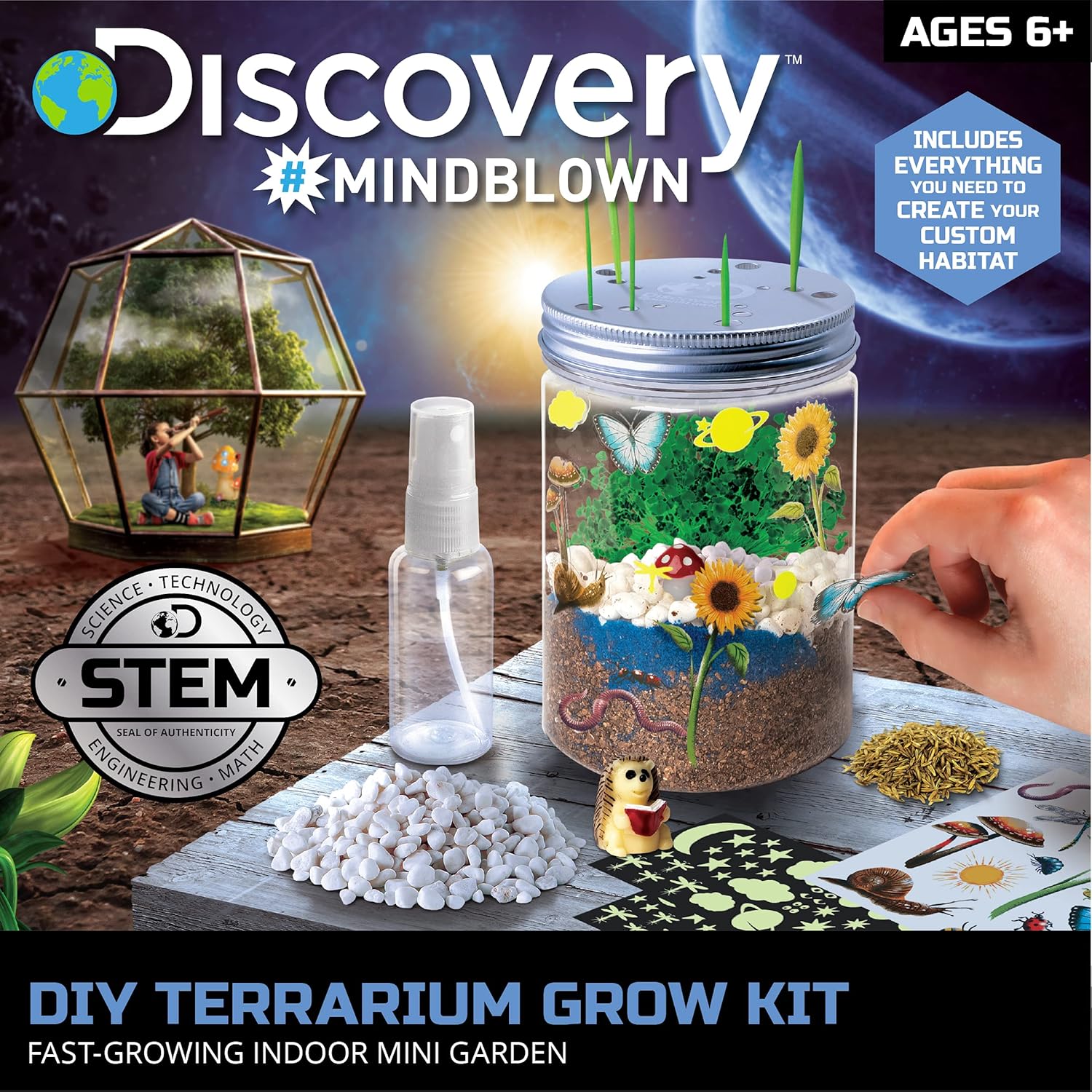 Discovery MINDBLOWN DIY Terrarium Grow Kit, Fast - Growing Indoor Mini GardenDiscovery Kids843479149050Educational ToyEducational Toy