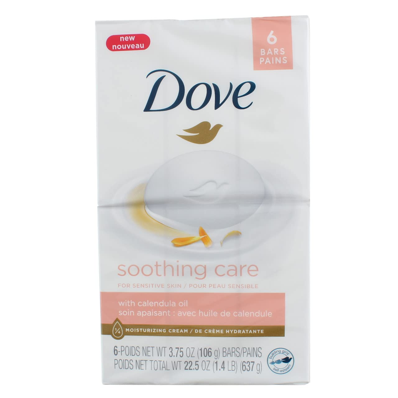 Dove Soothing Care Moisturizing Beauty Bar For Sensitive Skin with Calendula Oil, Hydrating and Replenishing Skin Care - 6 BarsDove011111024632Soap BarSoap Bar