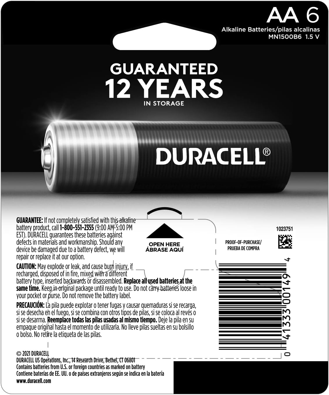 Duracell Coppertop AA Batteries with Power Boost Ingredientsn - 6 Count Pack AA BatteryDuracell041333001494Disposable BatteriesDisposable Batteries