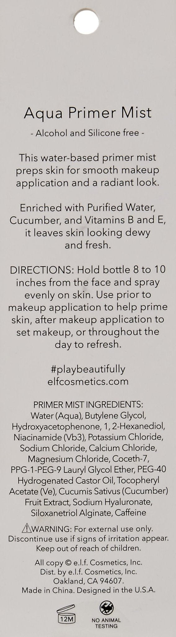 e.l.f. Aqua Beauty Primer Mist Clear - 3.5 Ouncee.l.f.609332570283Primer MistPrimer Mist