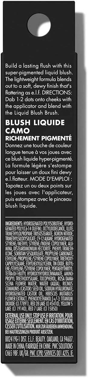 e.l.f. Camo Liquid Blush, Long - Lasting Liquid Blush For High - Pigment Colour, Creates A Soft, Dewy Finish - Peach Perfecte.l.f.609332824157BlushBlush