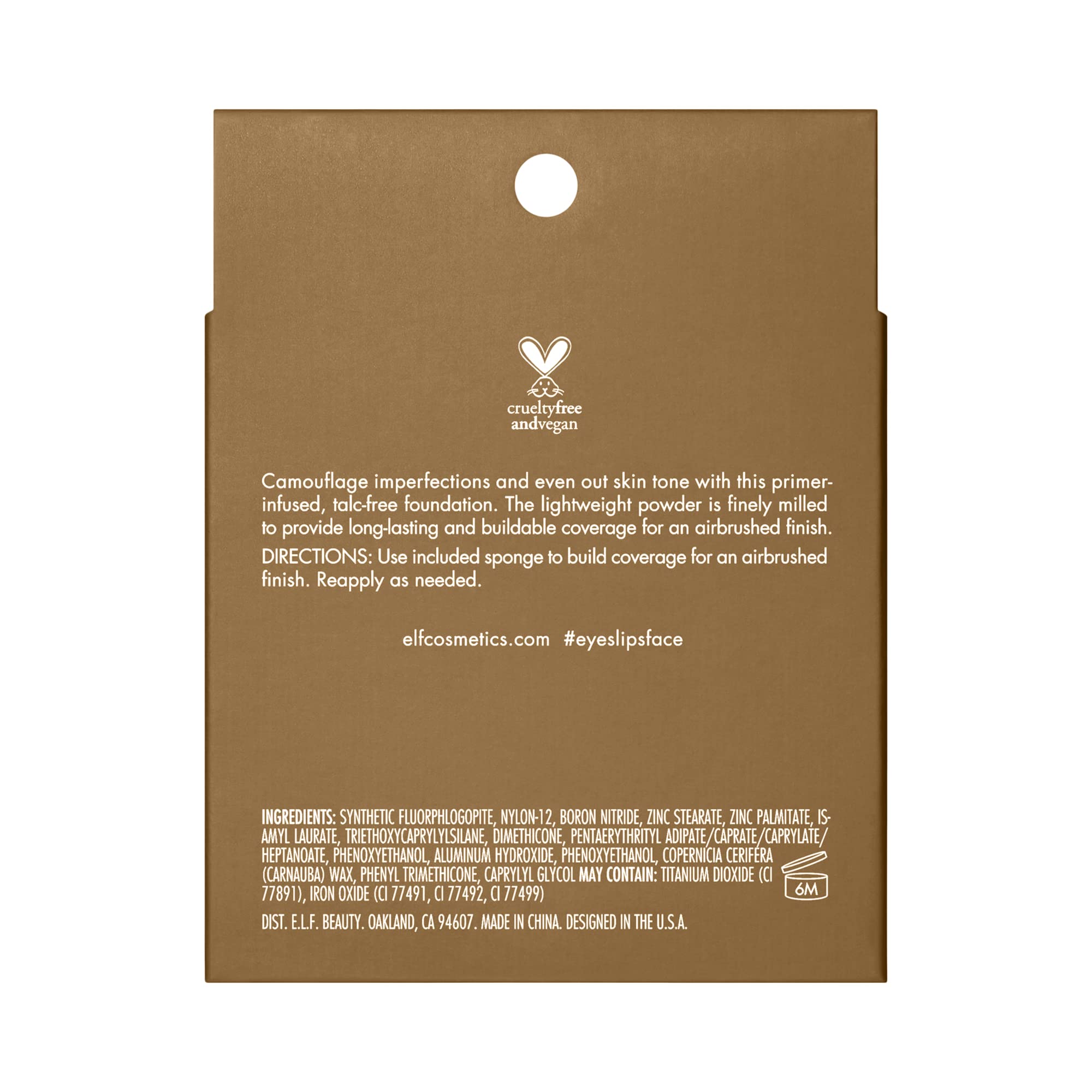 e.l.f. Camo Powder Foundation, Lightweight, Primer - Infused Buildable and Long - Lasting Medium - to - Full Coverage Foundatione.l.f.609332830134FoundationFoundation