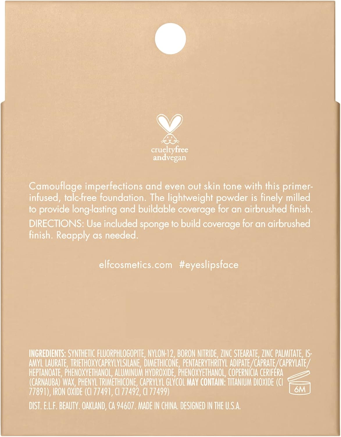 e.l.f. Camo Powder Foundation, Lightweight, Primer - Infused Buildable and Long - Lasting Medium - to - Full Coverage Foundatione.l.f.609332830134FoundationFoundation