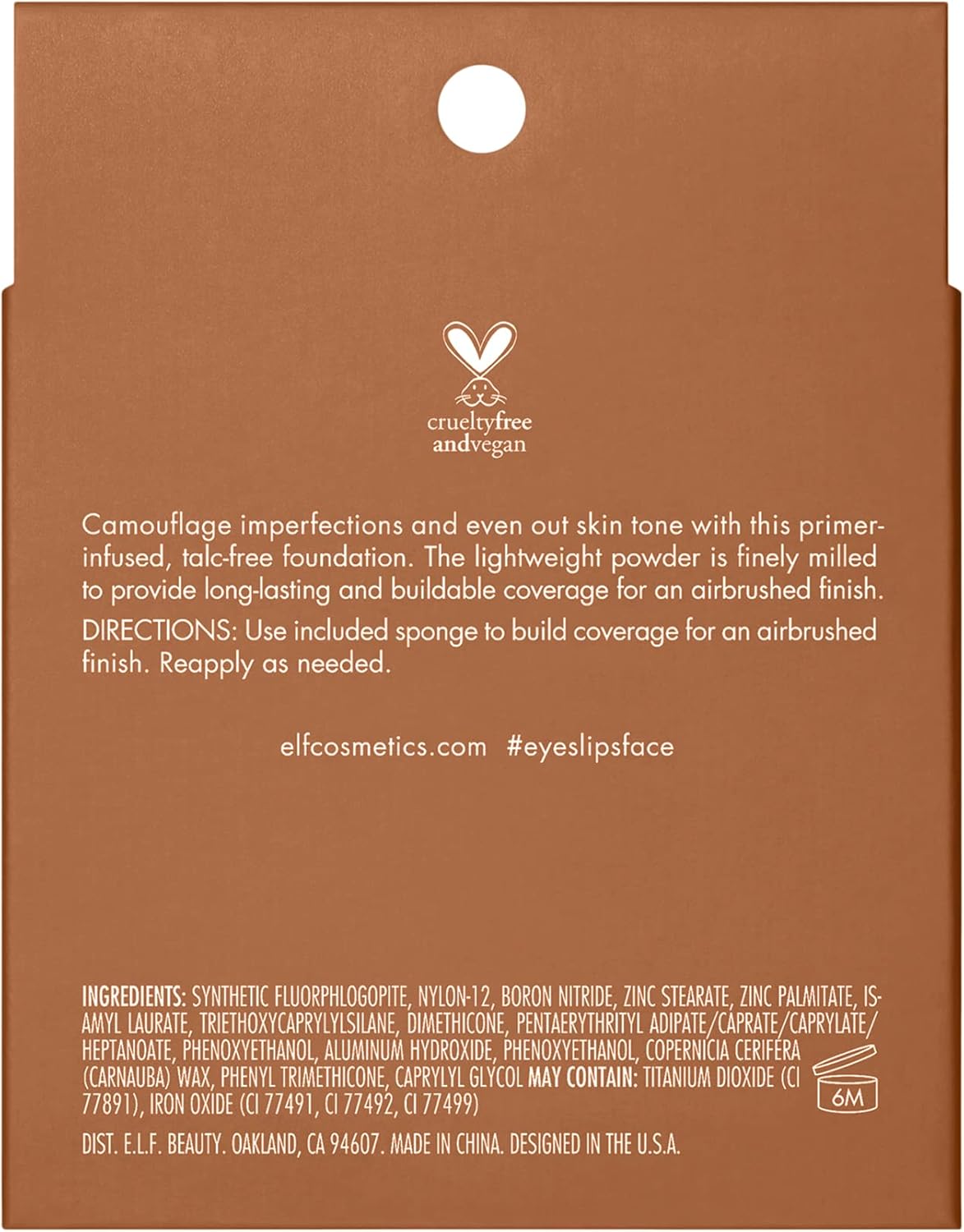 e.l.f. Camo Powder Foundation, Lightweight, Primer - Infused Buildable and Long - Lasting Medium - to - Full Coverage Foundatione.l.f.609332830134FoundationFoundation