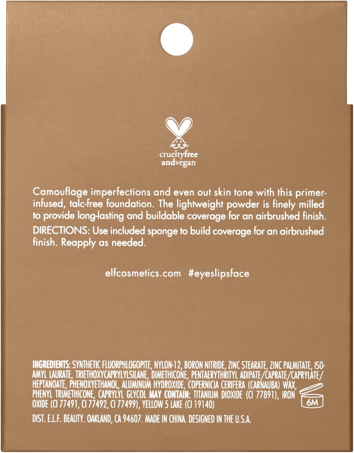 e.l.f. Camo Powder Foundation, Lightweight, Primer - Infused Buildable and Long - Lasting Medium - to - Full Coverage Foundatione.l.f.609332830134FoundationFoundation