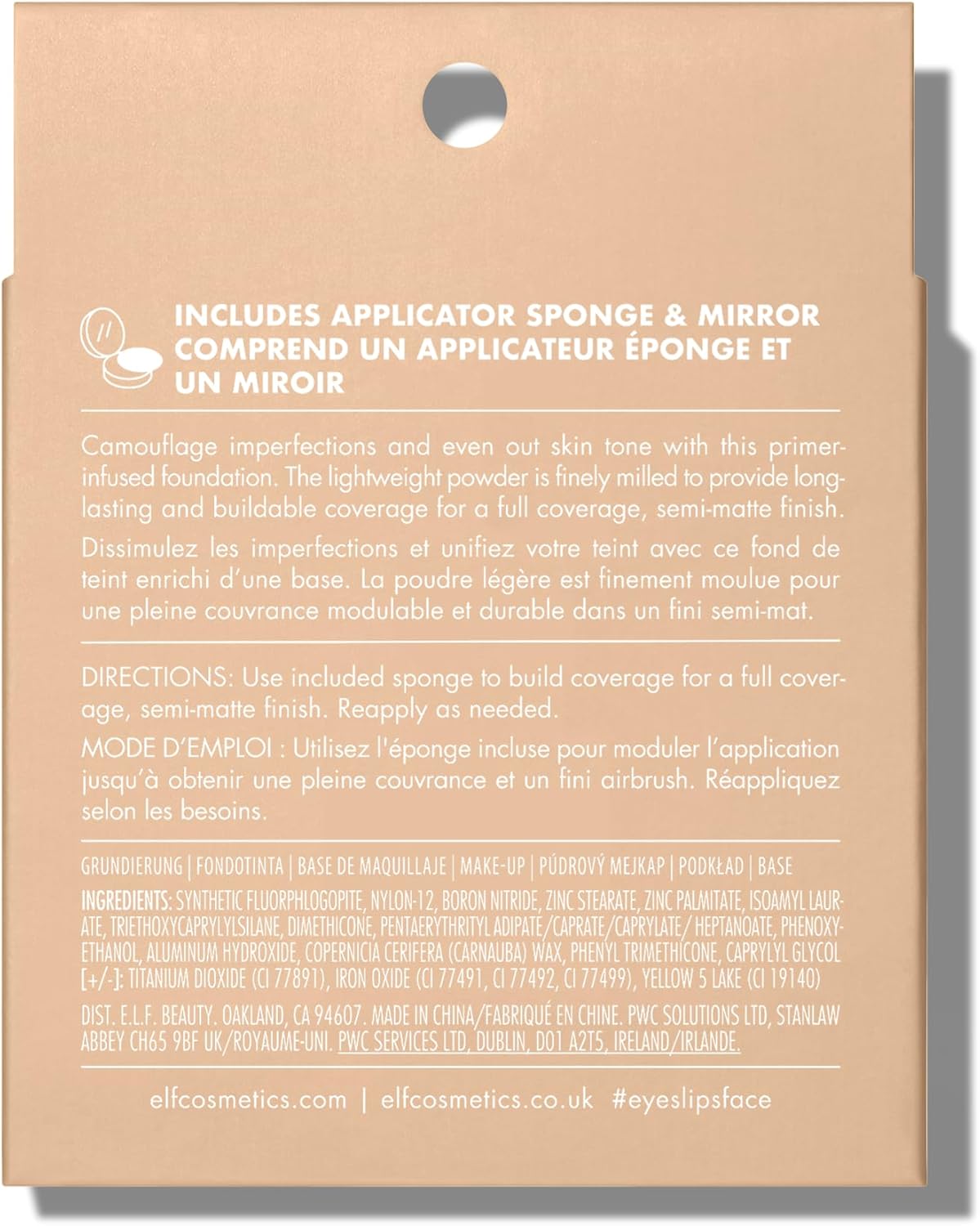e.l.f. Camo Powder Foundation, Lightweight, Primer - Infused Buildable and Long - Lasting Medium - to - Full Coverage Foundatione.l.f.609332830134FoundationFoundation