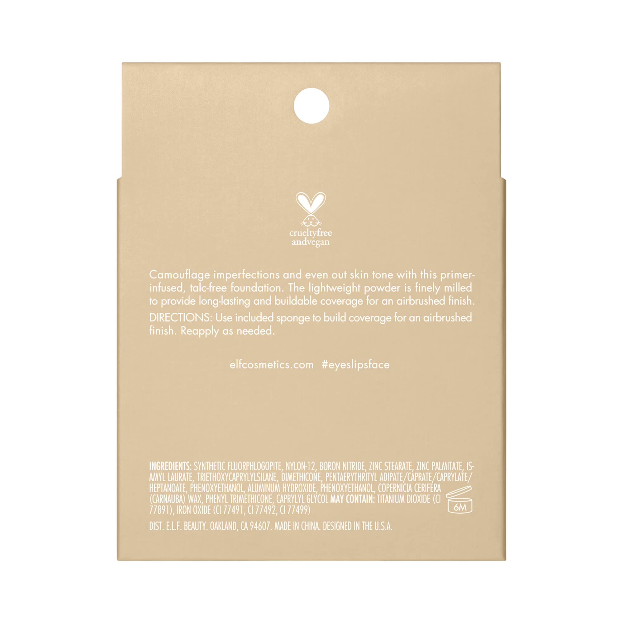 e.l.f. Camo Powder Foundation, Lightweight, Primer - Infused Buildable and Long - Lasting Medium - to - Full Coverage Foundatione.l.f.609332830134FoundationFoundation