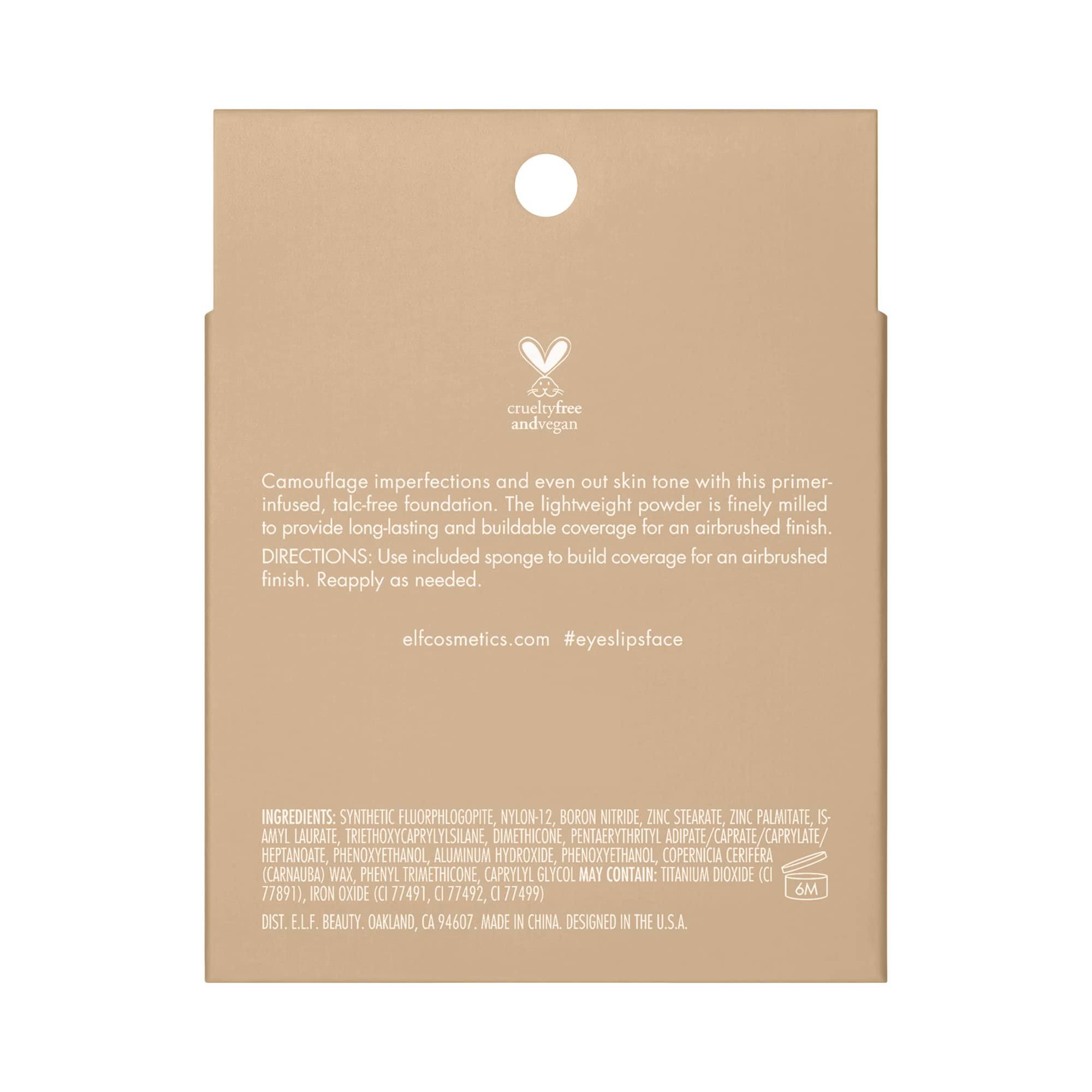 e.l.f. Camo Powder Foundation, Lightweight, Primer - Infused Buildable and Long - Lasting Medium - to - Full Coverage Foundatione.l.f.609332830134FoundationFoundation