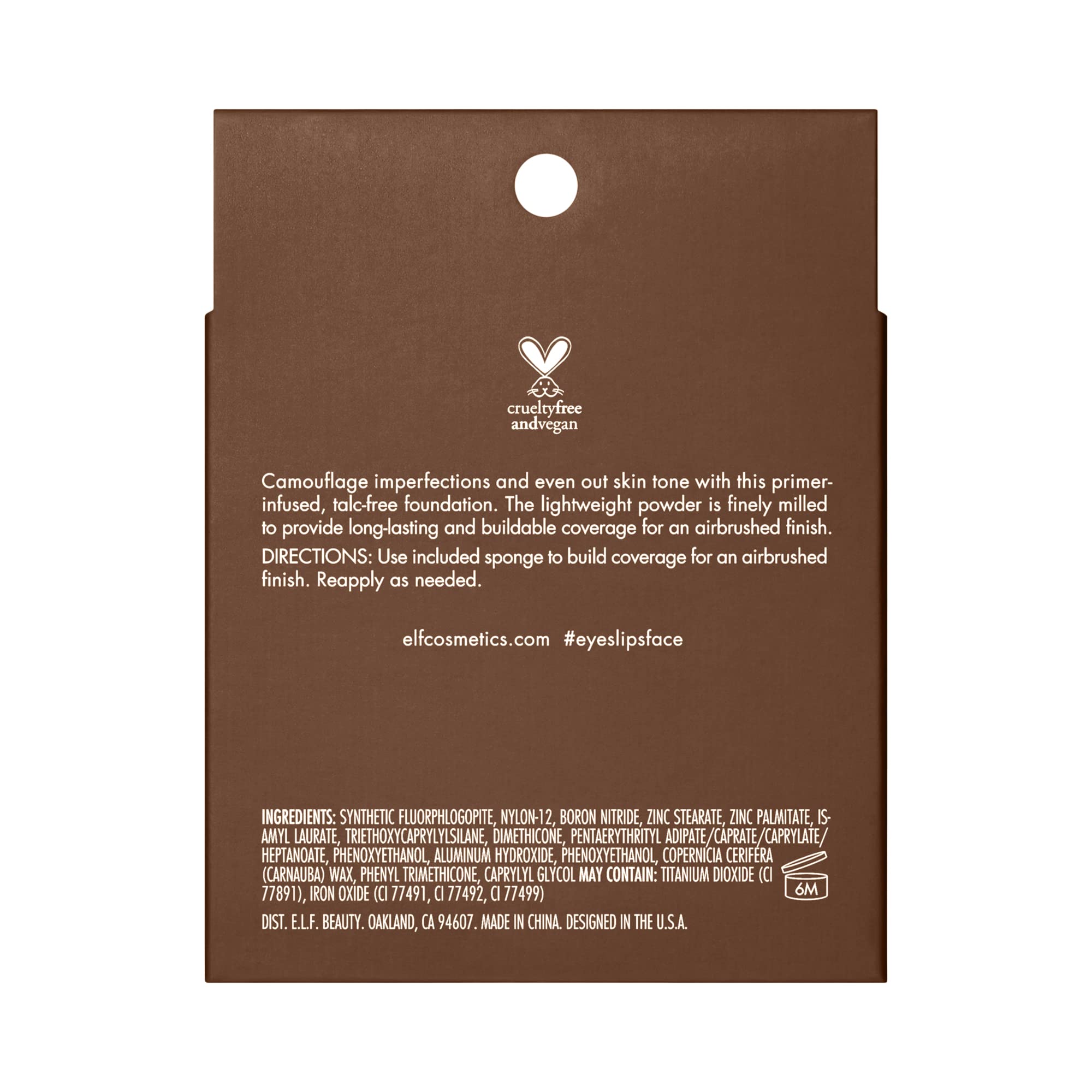 e.l.f. Camo Powder Foundation, Lightweight, Primer - Infused Buildable and Long - Lasting Medium - to - Full Coverage Foundatione.l.f.609332830134FoundationFoundation