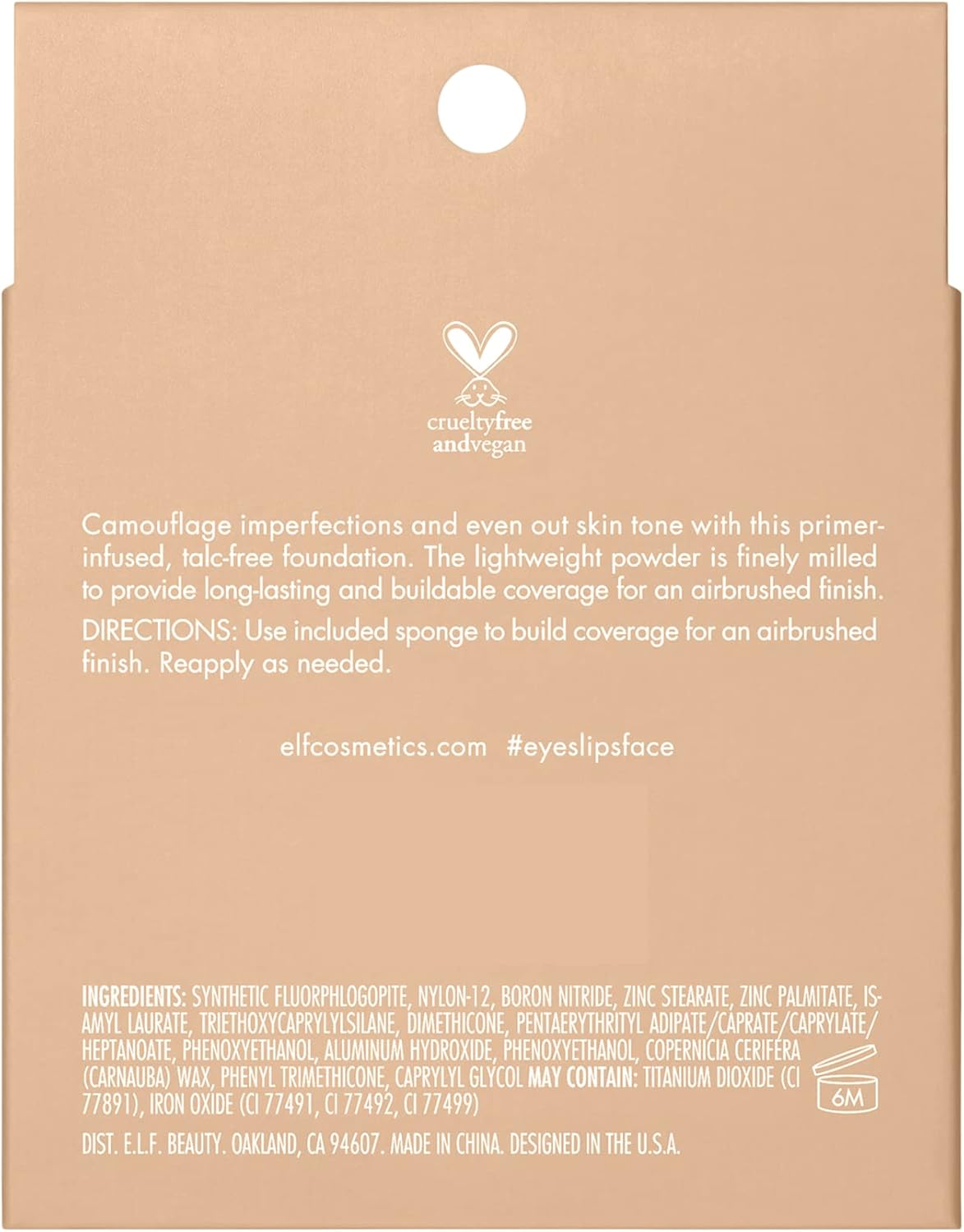 e.l.f. Camo Powder Foundation, Lightweight, Primer - Infused Buildable and Long - Lasting Medium - to - Full Coverage Foundatione.l.f.609332830134FoundationFoundation