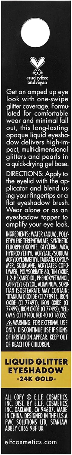 e.l.f. Liquid Glitter Eyeshadow, One Swipe Coverage, Long - Lasting Glitter - 24K Golde.l.f.609332834415EyeshadowEyeshadow