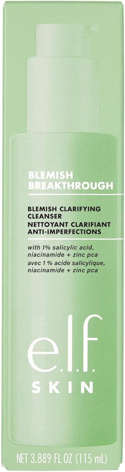 e.l.f. SKIN Blemish Breakthrough Clarifying Cleanser, Gel Cleanser For Removing Makeup, Controlling Oil & Clarifying Pores, 1% Salicylic Acid - 115mle.l.f.609332575608Gel CleanserGel Cleanser