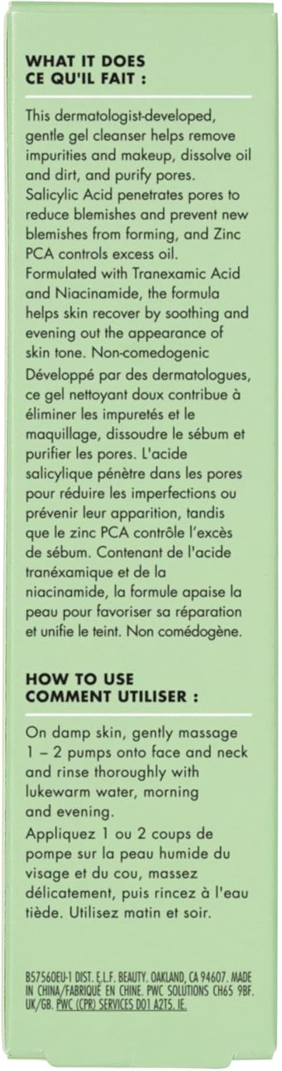 e.l.f. SKIN Blemish Breakthrough Clarifying Cleanser, Gel Cleanser For Removing Makeup, Controlling Oil & Clarifying Pores, 1% Salicylic Acid - 115mle.l.f.609332575608Gel CleanserGel Cleanser