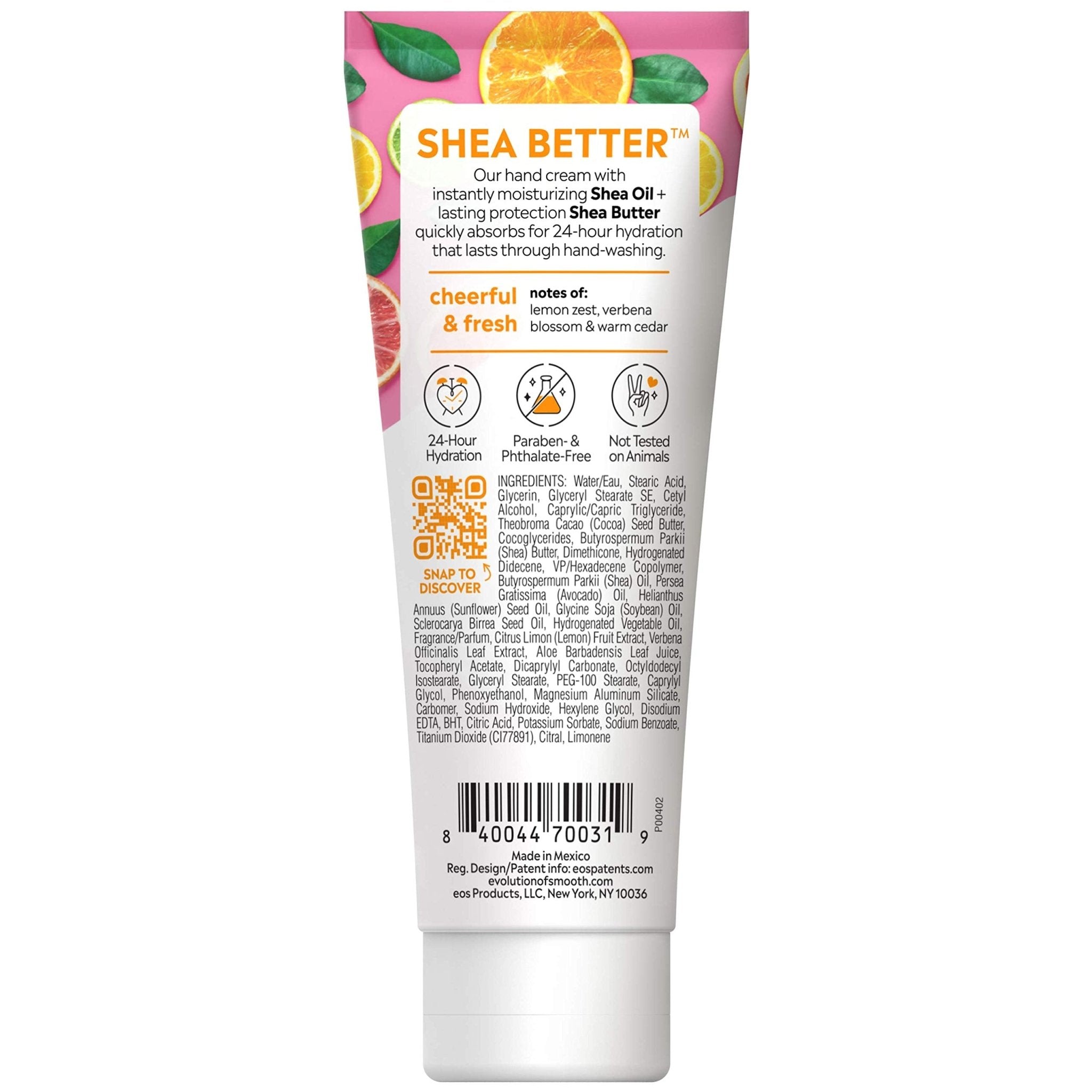 eos Hand Cream - Pink Citrus | Natural Shea Butter Hand Lotion and Skin Care | 24 Hour Hydration with Oil - 74mleos840044700319Hand CreamHand Cream