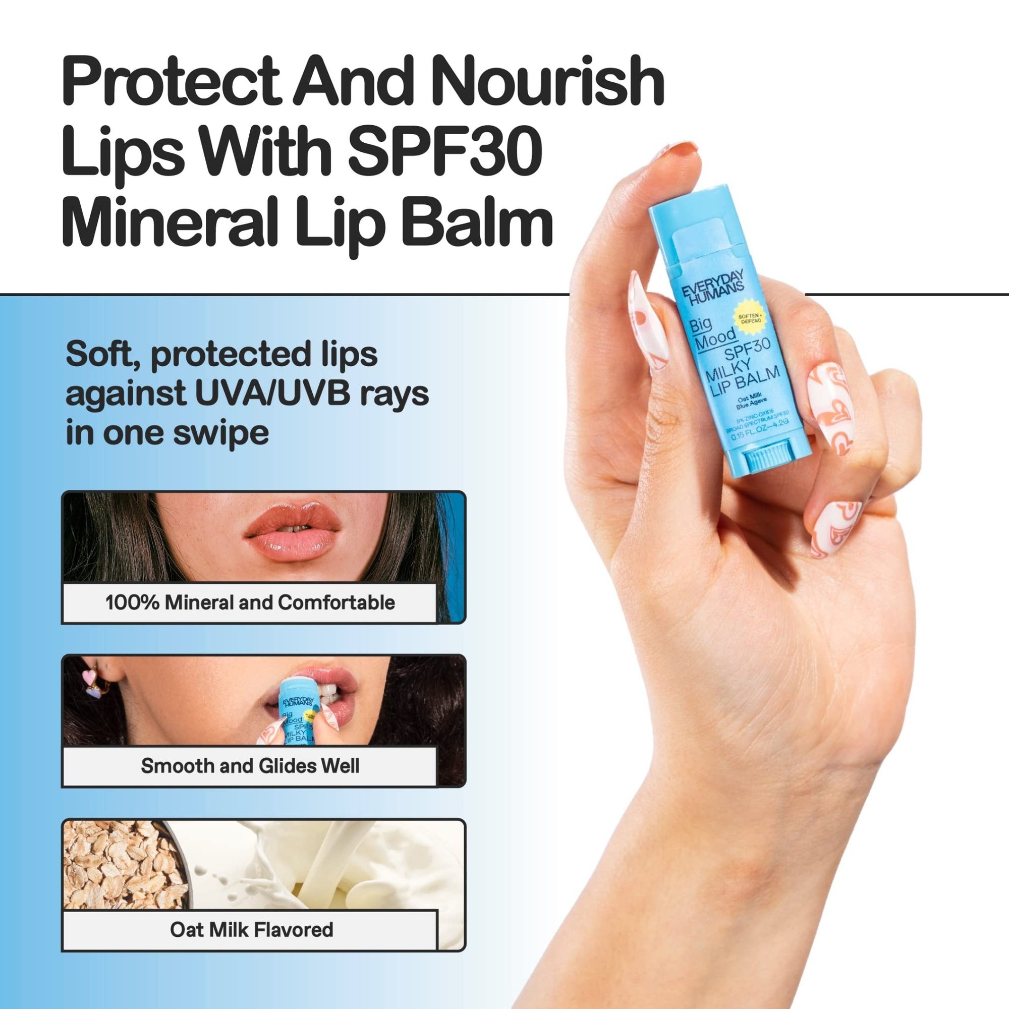 EVERYDAY HUMANS Big Mood SPF30 Milky lip balm - Oat Milk Blue AgaveEVERYDAY HUMANS840131500419Lip BalmLip Balm