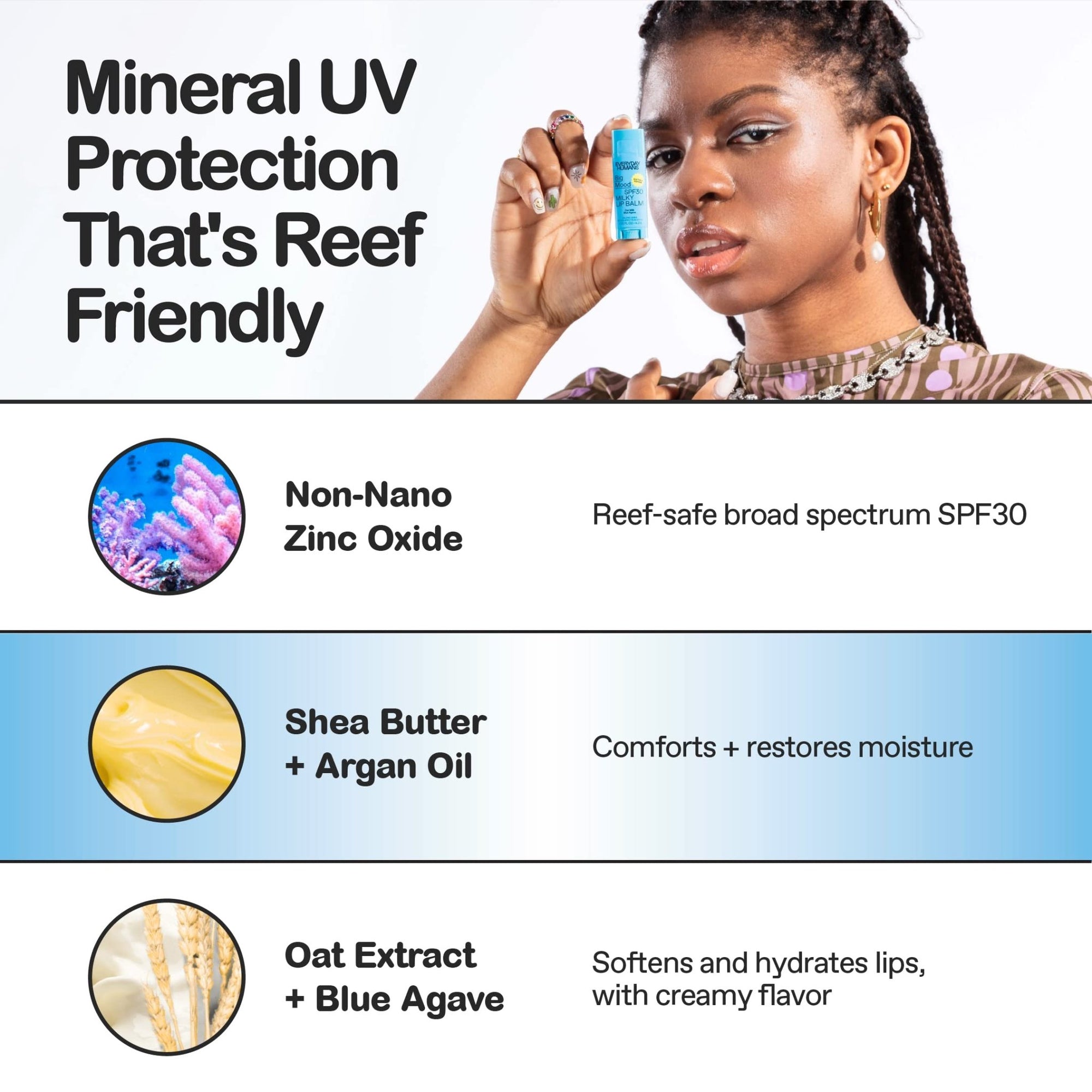 EVERYDAY HUMANS Big Mood SPF30 Milky lip balm - Oat Milk Blue AgaveEVERYDAY HUMANS840131500419Lip BalmLip Balm