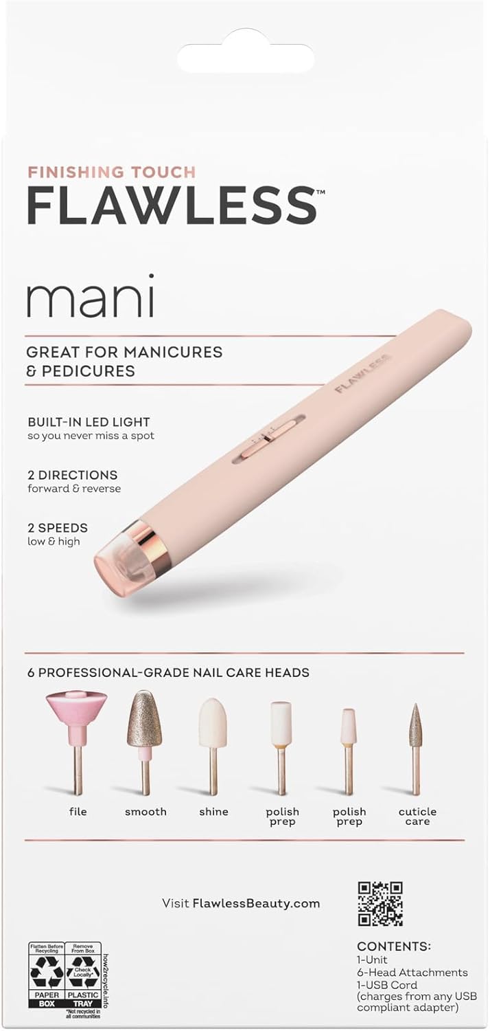 Finishing Touch Flawless Mani - Salon Nails Kit, Electronic Nail File and Full Manicure and Pedicure ToolFinishing Touch754502046034Manicure and Pedicure SetManicure and Pedicure Set